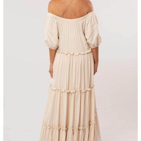 Pink blush fore brand Cream Off Shoulder Ruffle Tiered Maternity Maxi Dress - Picture 3 of 4